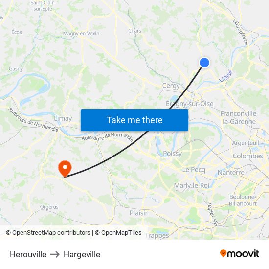 Herouville to Hargeville map