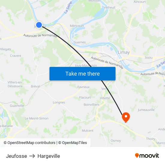 Jeufosse to Hargeville map