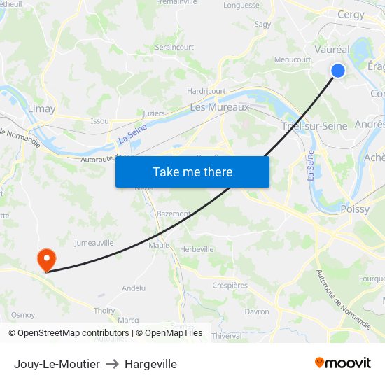 Jouy-Le-Moutier to Hargeville map