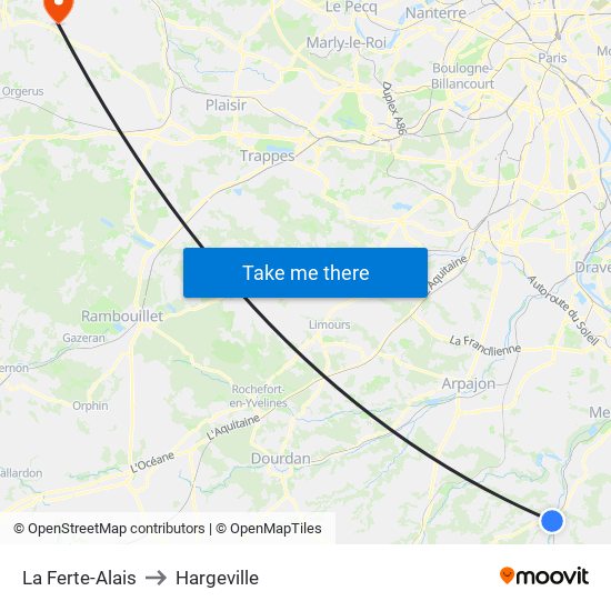 La Ferte-Alais to Hargeville map