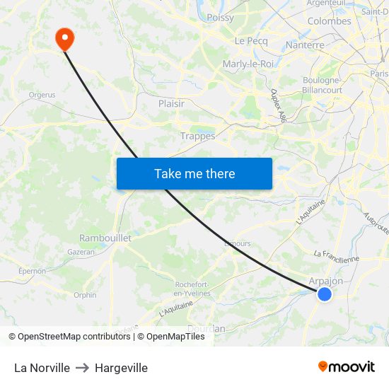 La Norville to Hargeville map