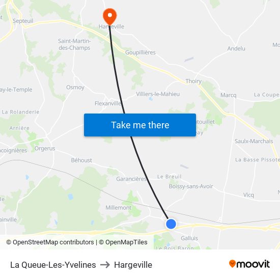 La Queue-Les-Yvelines to Hargeville map