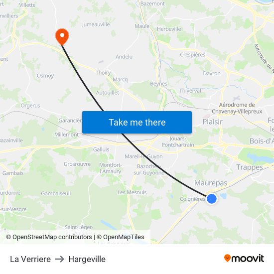 La Verriere to Hargeville map