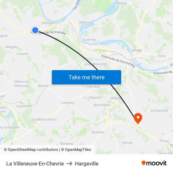 La Villeneuve-En-Chevrie to Hargeville map