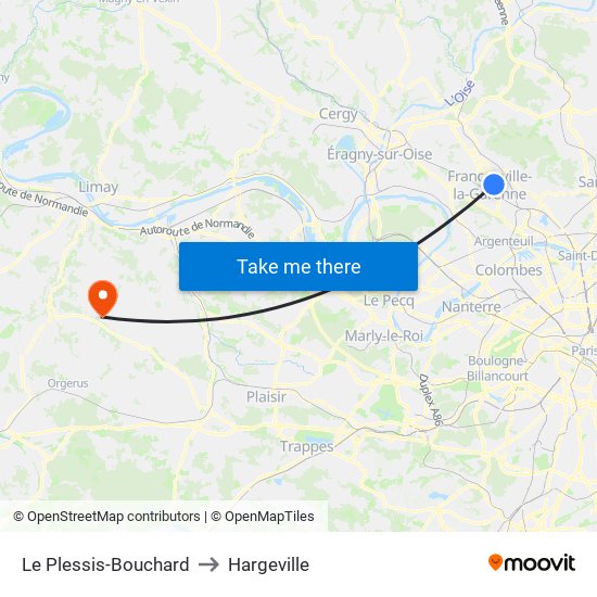 Le Plessis-Bouchard to Hargeville map