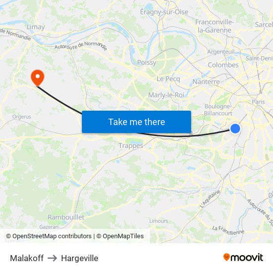 Malakoff to Hargeville map