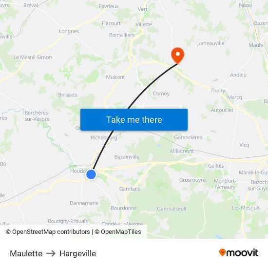 Maulette to Hargeville map