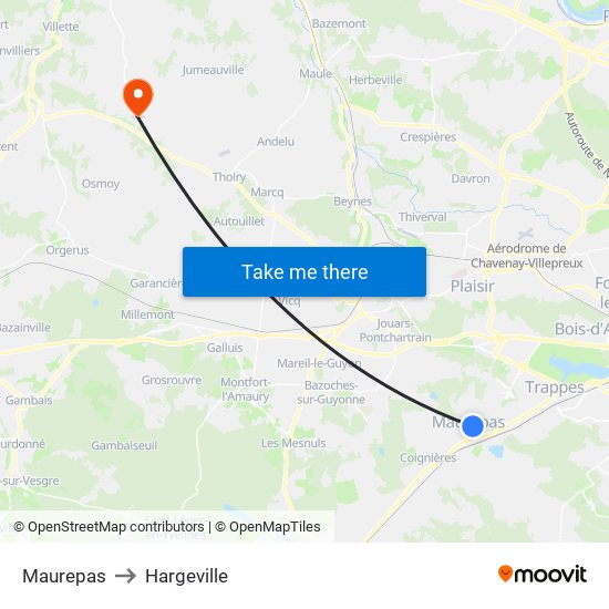 Maurepas to Hargeville map