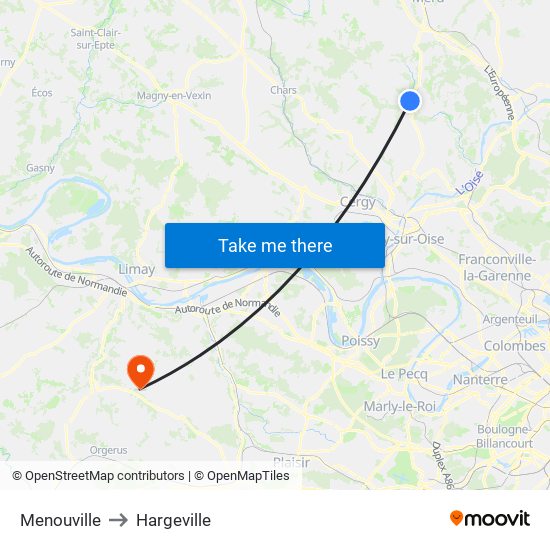 Menouville to Hargeville map