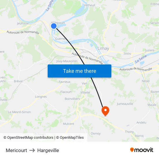 Mericourt to Hargeville map