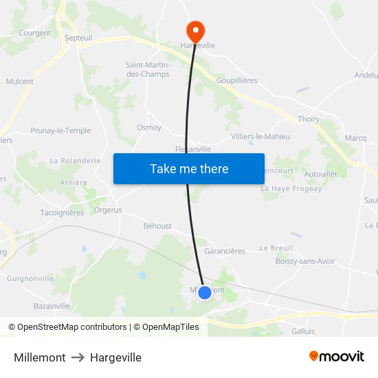 Millemont to Hargeville map