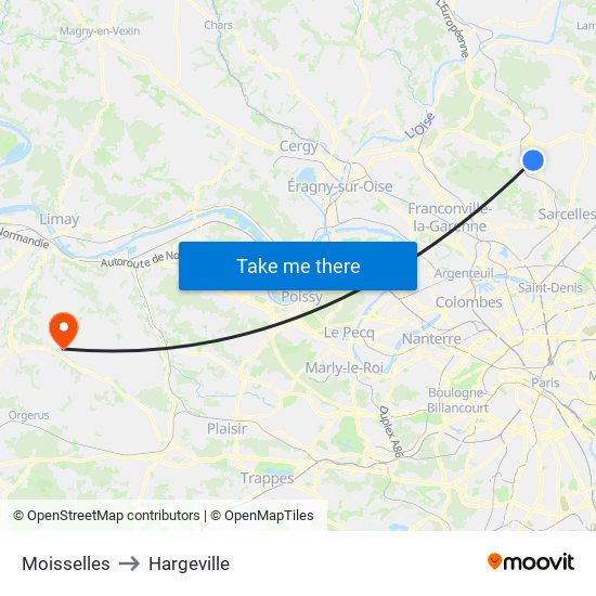 Moisselles to Hargeville map