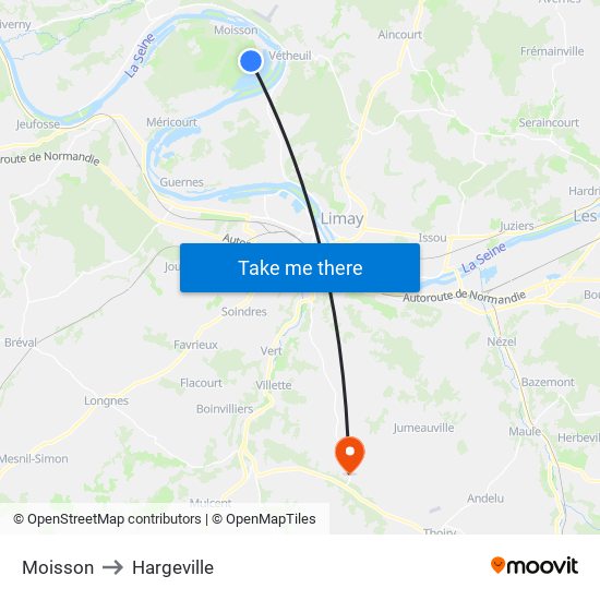 Moisson to Hargeville map