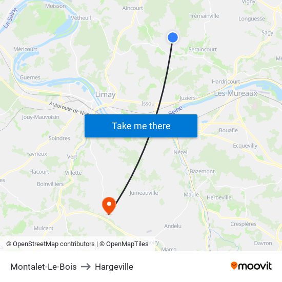 Montalet-Le-Bois to Hargeville map