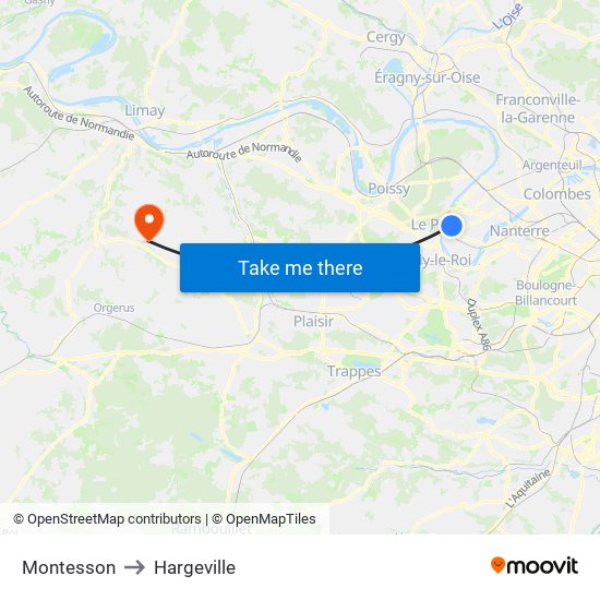 Montesson to Hargeville map