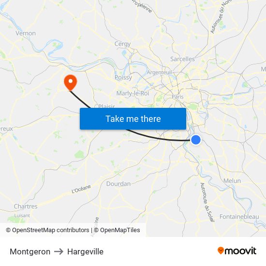 Montgeron to Hargeville map