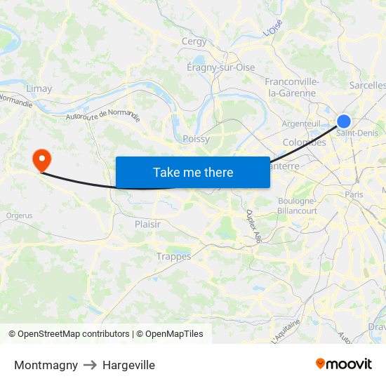 Montmagny to Hargeville map