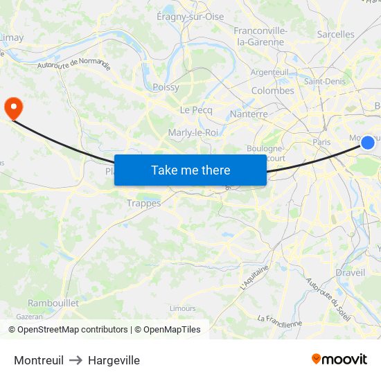 Montreuil to Hargeville map