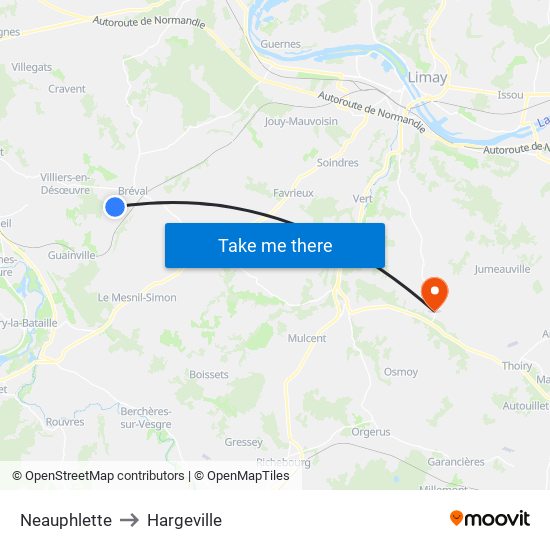 Neauphlette to Hargeville map