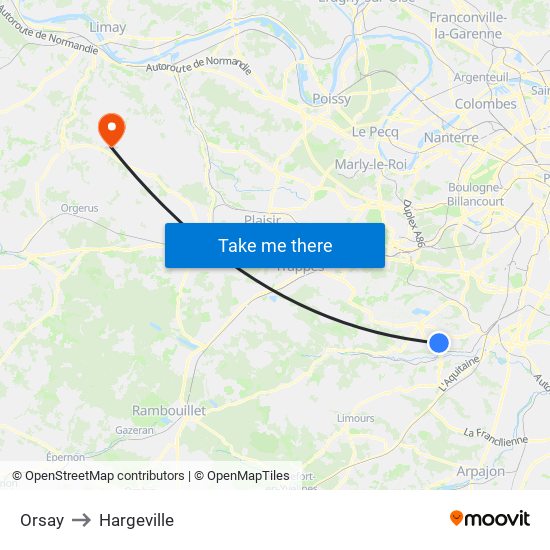 Orsay to Hargeville map