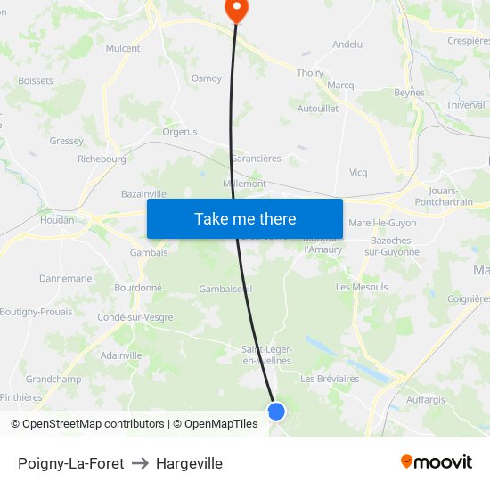 Poigny-La-Foret to Hargeville map