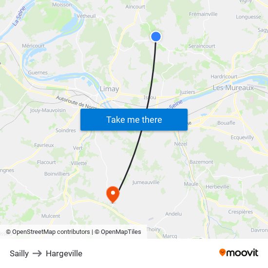 Sailly to Hargeville map