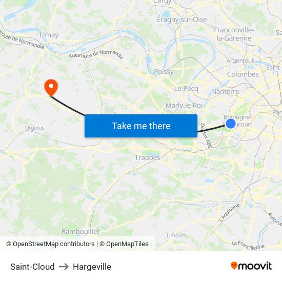 Saint-Cloud to Hargeville map