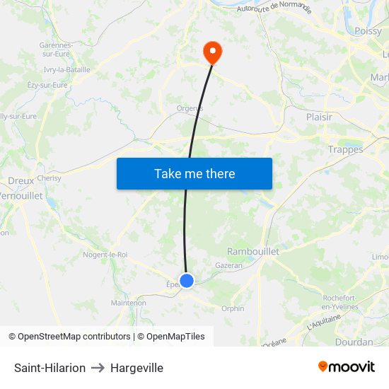 Saint-Hilarion to Hargeville map
