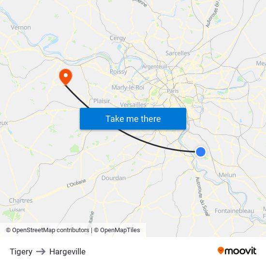Tigery to Hargeville map