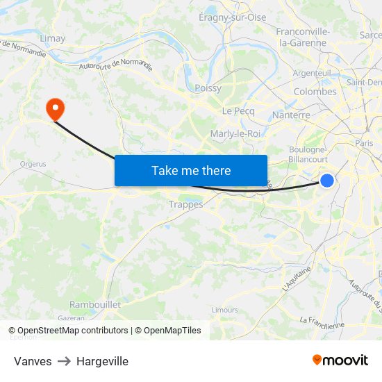Vanves to Hargeville map