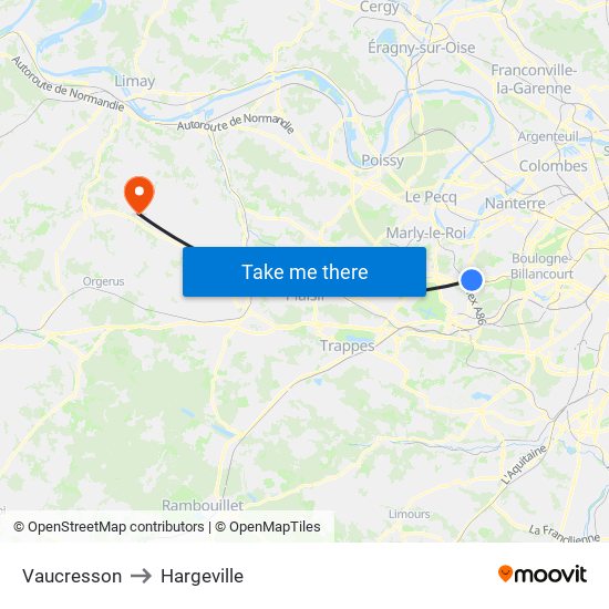 Vaucresson to Hargeville map