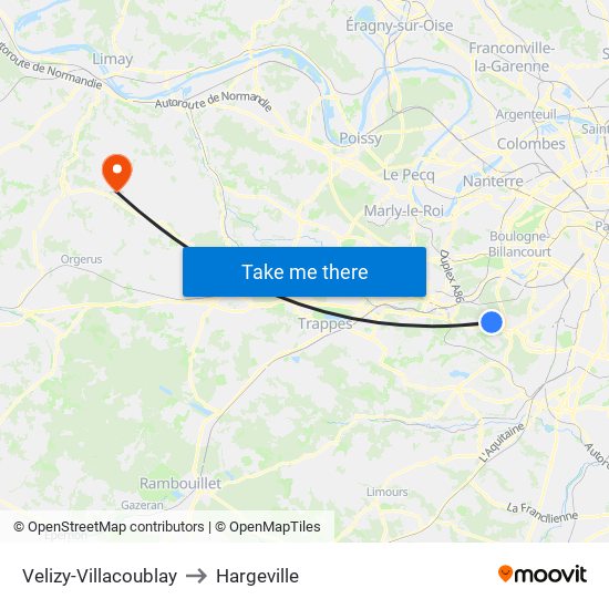 Velizy-Villacoublay to Hargeville map