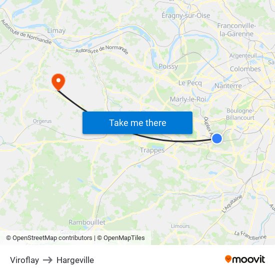 Viroflay to Hargeville map