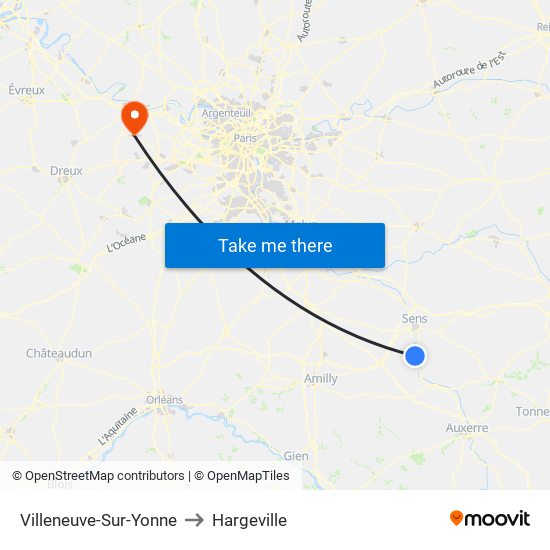 Villeneuve-Sur-Yonne to Hargeville map
