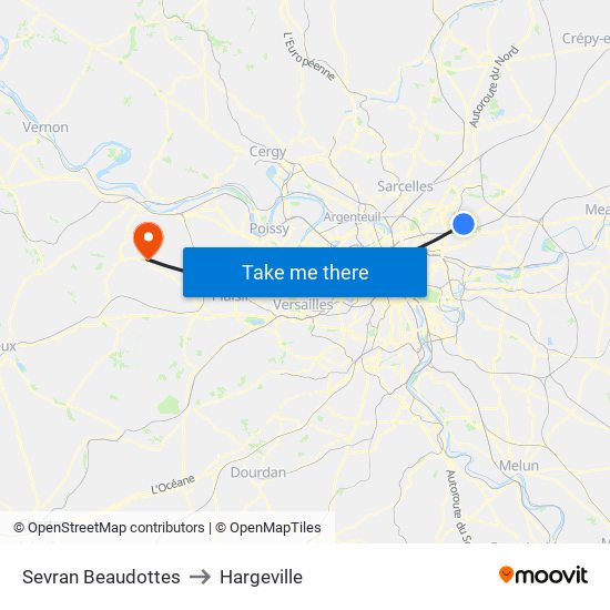 Sevran Beaudottes to Hargeville map