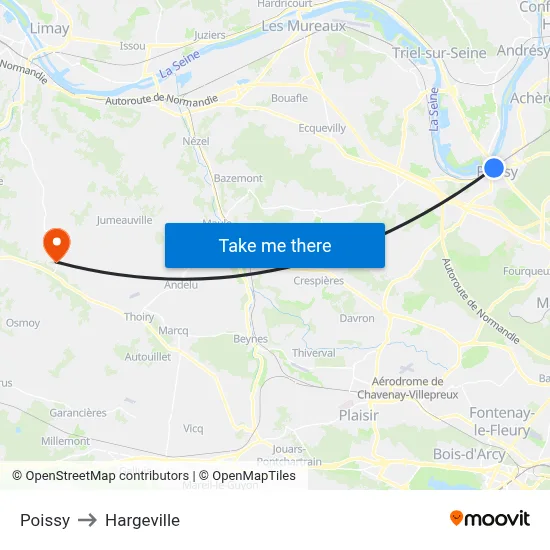 Poissy to Hargeville map