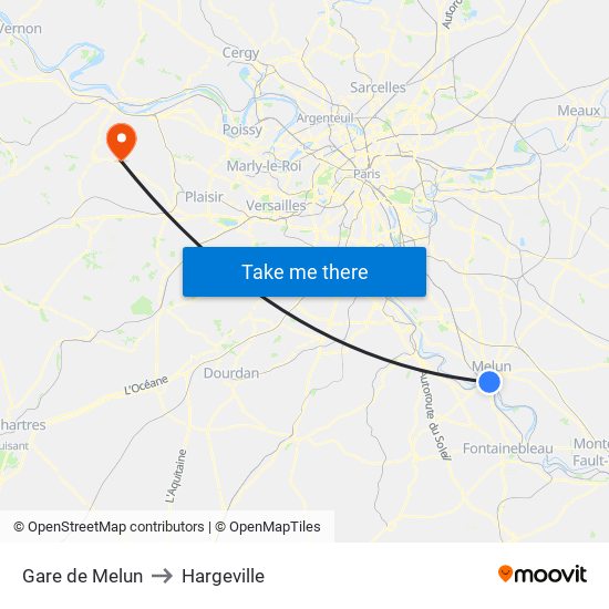 Gare de Melun to Hargeville map