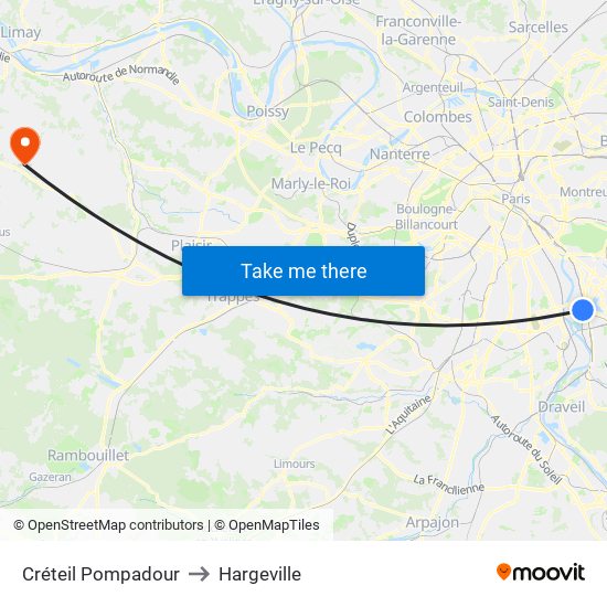 Créteil Pompadour to Hargeville map