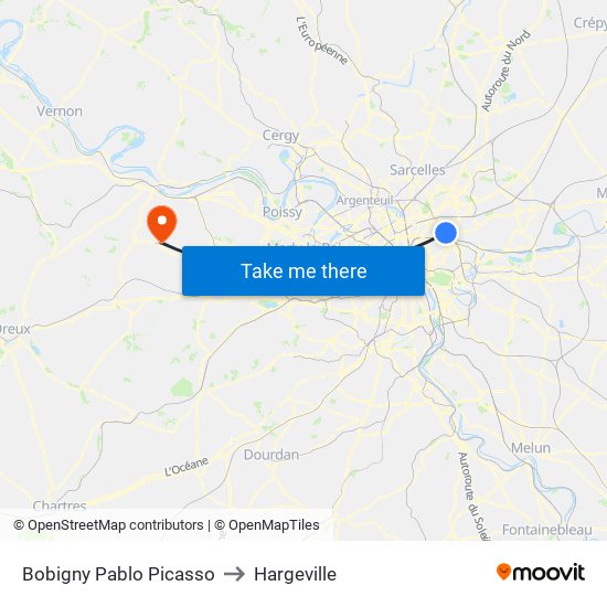 Bobigny Pablo Picasso to Hargeville map