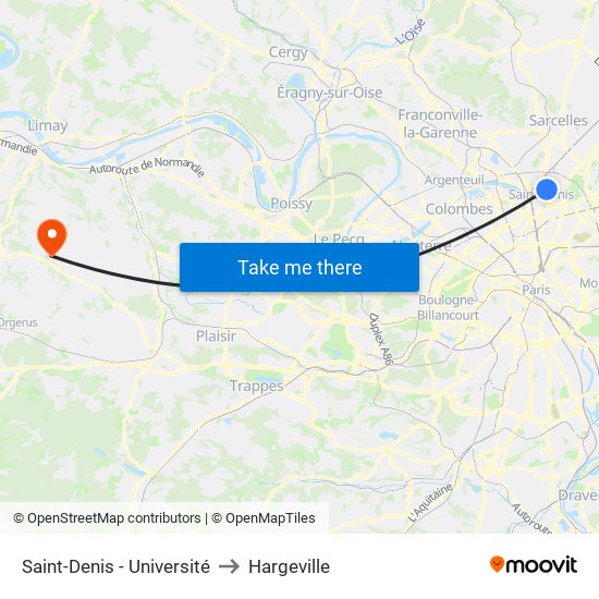 Saint-Denis - Université to Hargeville map