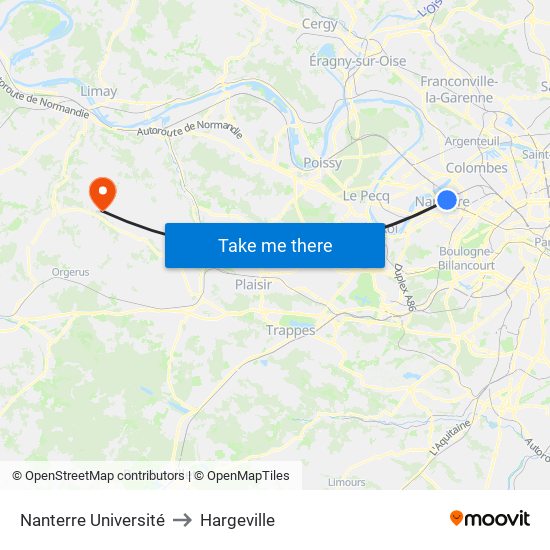Nanterre Université to Hargeville map