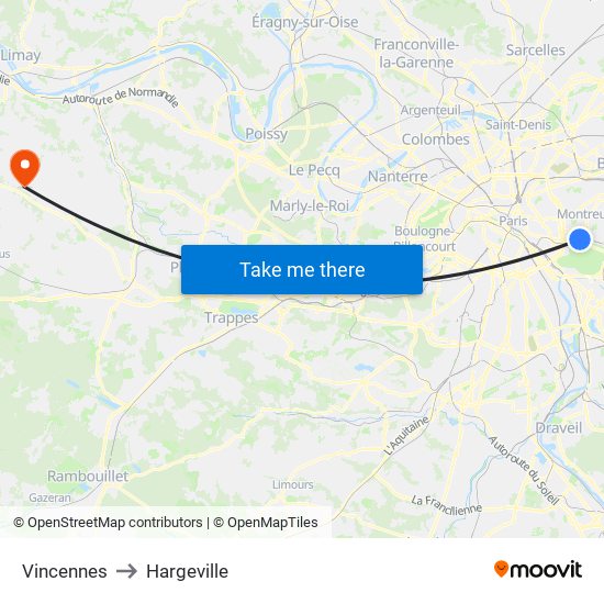 Vincennes to Hargeville map