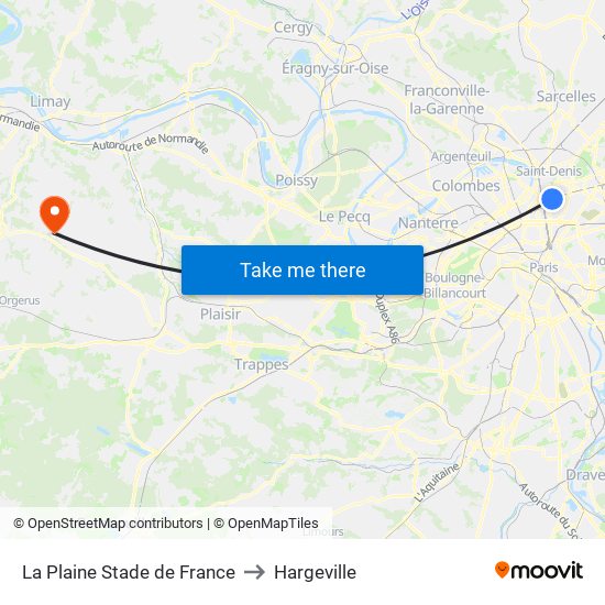 La Plaine Stade de France to Hargeville map