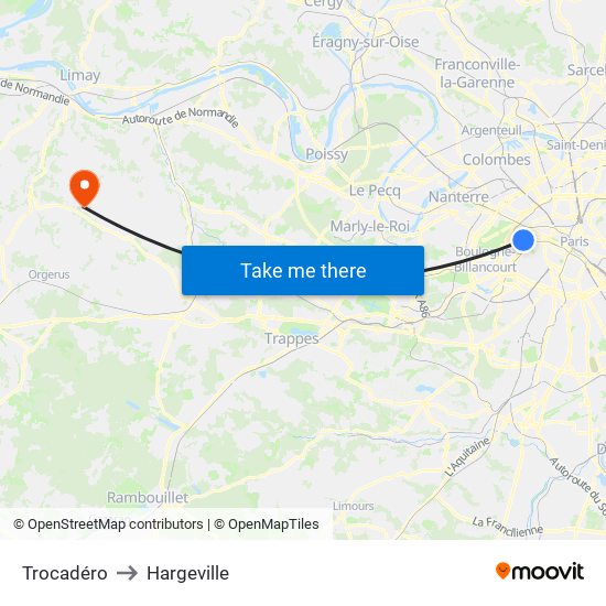 Trocadéro to Hargeville map