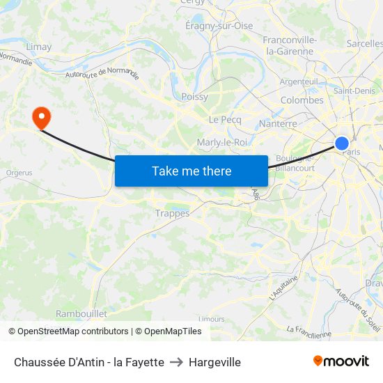 Chaussée D'Antin - la Fayette to Hargeville map