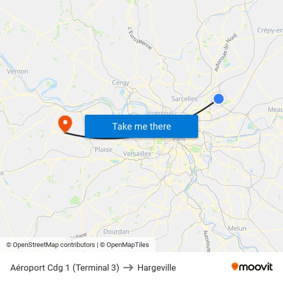 Aéroport Cdg 1 (Terminal 3) to Hargeville map