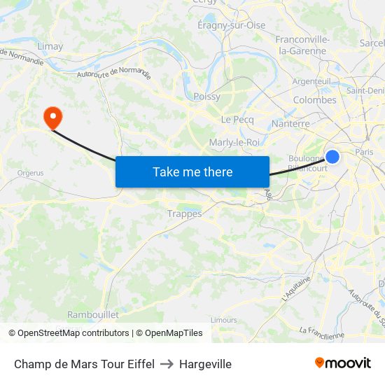 Champ de Mars Tour Eiffel to Hargeville map