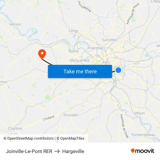 Joinville-Le-Pont RER to Hargeville map