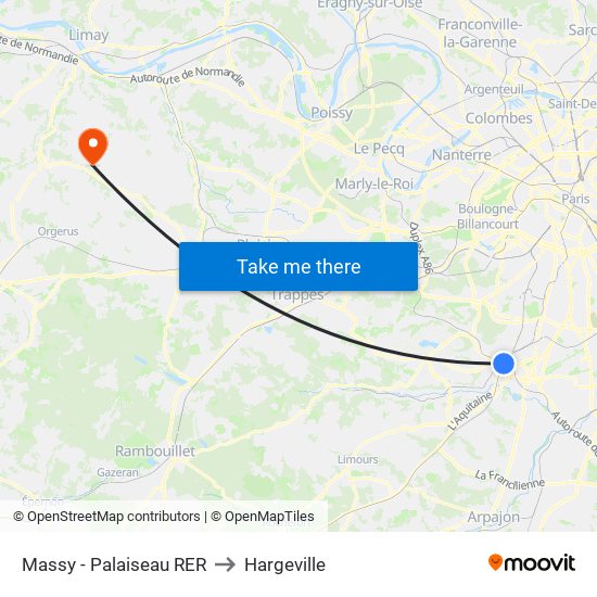 Massy - Palaiseau RER to Hargeville map