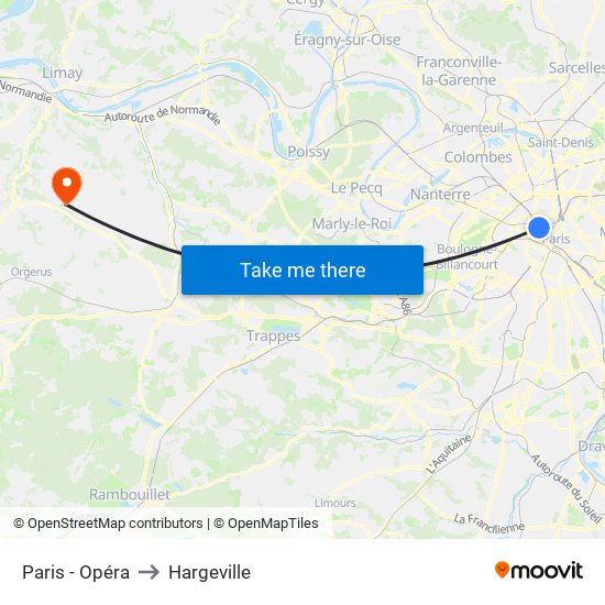 Paris - Opéra to Hargeville map